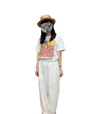 「OZOC（オゾック）のアイテム（トートバッグ）」を使った、たまごさん（レディース・150cm）の秋コーディネート