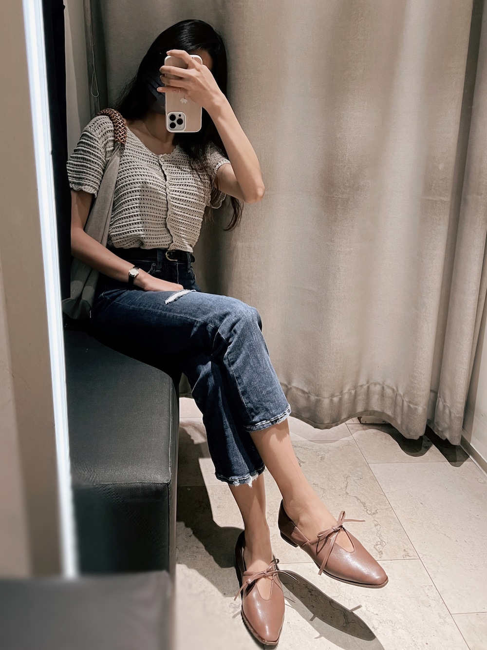 「秋」｜「roshopのアイテム（ニット/セーター、ベージュ系）」を使った、ivy さん（レディース・163cm）の秋コーディネートの1枚目の写真