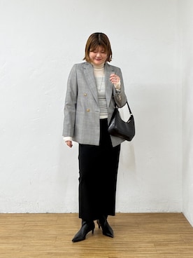「LOUNGEDRESS（ラウンジドレス）の《軽アウター/きちんと見え》テーラードジャケット　秋服（テーラードジャケット、ブラック系）」を使った、YONEYAMAさん（レディース・165cm）の秋コーディネート