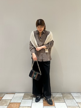 「アイテム（メガネ）」を使った、YONEYAMAさん（レディース・165cm）の秋コーディネート