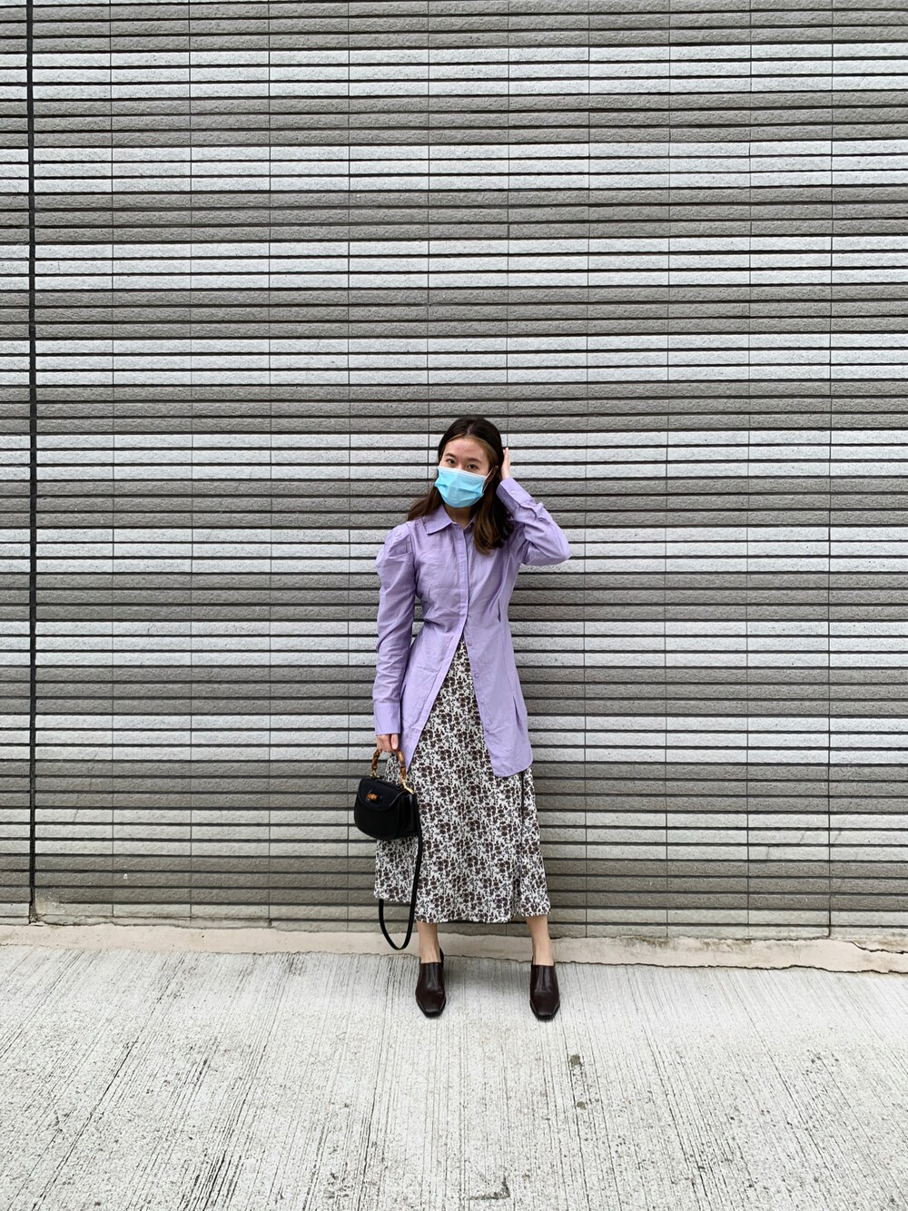 「ootd、春、紫」｜「GUCCIのアイテム（バッグ、ブラック系）」を使った、christaさん（レディース・162cm）の春コーディネートの1枚目の写真