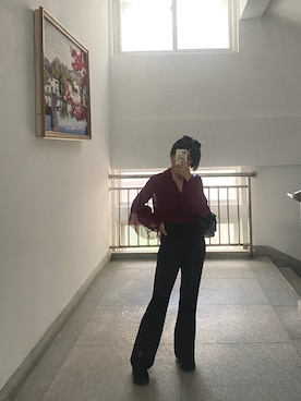 「休闲」｜「アイテム（スリッポン）」を使った、Akaさん（レディース・158cm）の夏コーディネート
