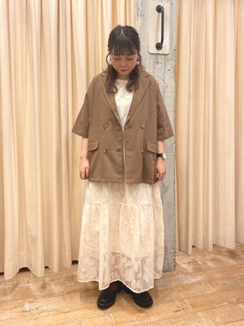 「ehka sopo（エヘカソポ）のTストラップシューズ（その他シューズ）」を使った、honamiさん（レディース・153cm）の春コーディネート