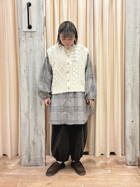 「秋冬コーデ」｜「アイテム（チュニック）」を使った、honamiさん（レディース・153cm）の秋コーディネート