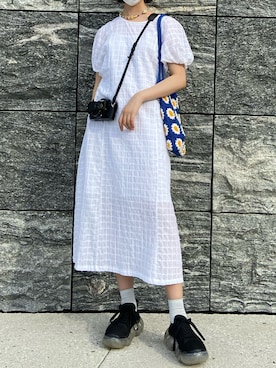 「UNIQLO（ユニクロ）のアイテム（ワンピース/ドレス）」を使った、miuさん（レディース・165cm）の夏コーディネート
