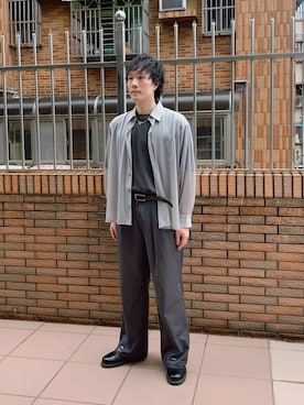 「アイテム（スラックス）」を使った、idaさん（メンズ・177cm）の夏コーディネート