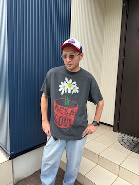 「アイテム（ニットキャップ/ビーニー、ホワイト系）」を使った、ハナさん（メンズ・174cm）の夏コーディネート