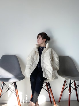 「Re:EDIT（リエディ）の配色ステッチ裏起毛プルオーバー（スウェット）」を使った、har ( ハル )さん（レディース・153cm）の冬コーディネート