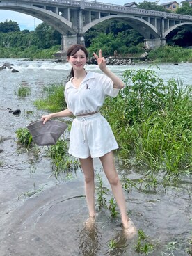 「OOFOS（ウーフォス）の＜OOFOS(ウーフォス)＞OOriginal サンダル（サンダル）」を使った、har ( ハル )さん（レディース・153cm）の夏コーディネート