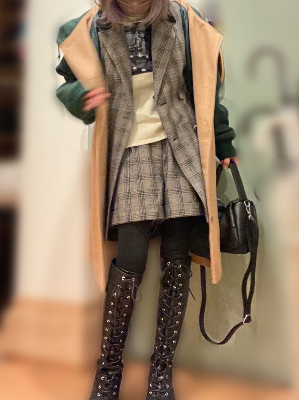 「PBLIMのPAGEBOYLIM/2wayショルダーバック（ショルダーバッグ、ブラック系）」を使った、ちゃー さん（レディース・150cm）の冬コーディネートの1枚目の写真