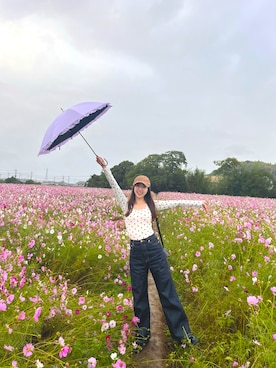 「アイテム（長傘）」を使った、sakさん（レディース・152cm）の秋コーディネート