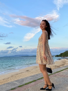 「アイテム（ワンピース/ドレス、シルバー系）」を使った、sakさん（レディース・152cm）の秋コーディネート