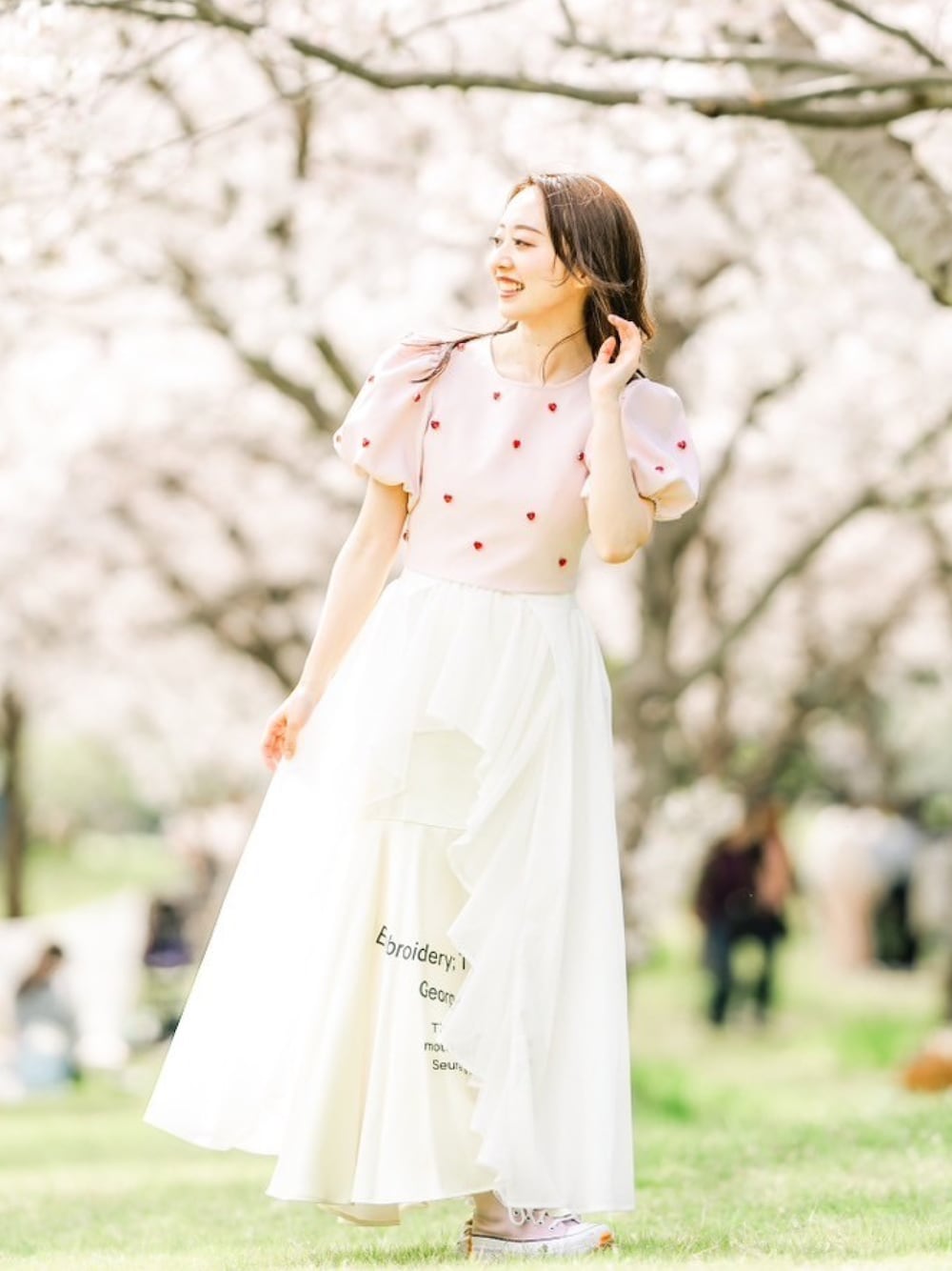 「春、春色、低身長女子」｜「Sister Janeのアイテム（トップス、ピンク系）」を使った、sakさん（レディース・152cm）の春コーディネートの1枚目の写真
