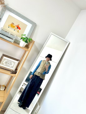 「アイテム（ダウンジャケット/コート、ベージュ系）」を使った、maiさん（レディース・163cm）の秋コーディネート