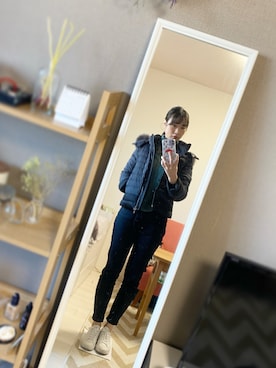 「Honeys（ハニーズ）のアイテム（チノパンツ）」を使った、maiさん（レディース・163cm）の冬コーディネート