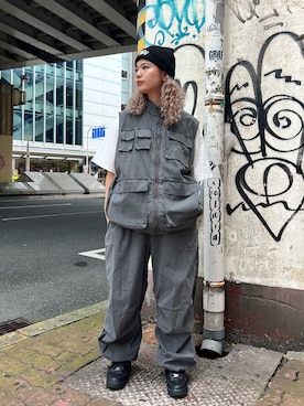 「ベストコーデ」｜「アイテム（ニットキャップ/ビーニー）」を使った、Yuiさん（レディース・160cm）の夏コーディネート