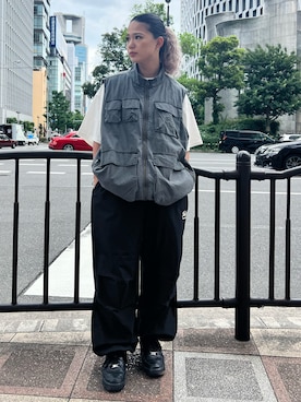 「メンズライクコーデ」｜「アイテム（カーゴパンツ）」を使った、Yuiさん（レディース・160cm）の夏コーディネート