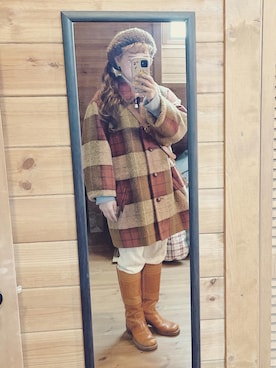 「FRYE（フライ）のアイテム」を使った、るんさん（レディース・153cm）の冬コーディネート