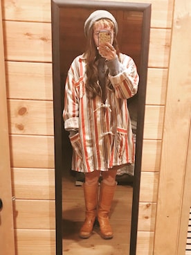 「FRYE（フライ）のアイテム」を使った、るんさん（レディース・153cm）の秋コーディネート