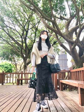 「アイテム（その他トップス、ホワイト系）」を使った、121さん（レディース・162cm）の春コーディネート