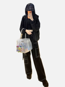 「finalのUX2000（ヘッドフォン/イヤホン、ブラック系）」を使った、121さん（レディース・162cm）の夏コーディネート