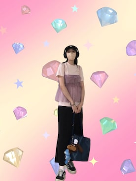 「アイテム（コインケース）」を使った、121さん（レディース・162cm）の夏コーディネート