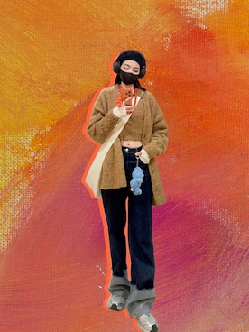 「KANGOL（カンゴール）のアイテム（帽子）」を使った、121さん（レディース・162cm）の冬コーディネート