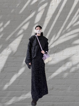 「PAZZO（パッゾ）の壓花衍縫舖棉綁帶背心(URBAN RESEARCH聯名款)（キャミソール、ブラック系）」を使った、121さん（レディース・162cm）の春コーディネート