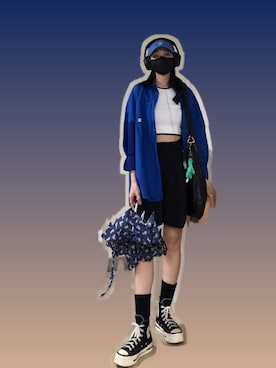 「アイテム（カーゴパンツ）」を使った、121さん（レディース・162cm）の春コーディネート
