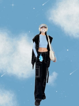 「PAZZO（パッゾ）の簍空修身直紋針織上衣（ニット/セーター、その他）」を使った、121さん（レディース・162cm）の春コーディネート