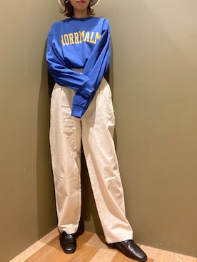 「Green　Parks（グリーンパークス）のドビーワークパンツ（その他パンツ）」を使った、tanasさん（レディース・166cm）の春コーディネート