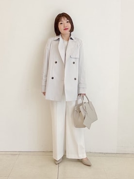 「アイテム（トレンチコート、グレー系）」を使った、yoshiyaさん（レディース・155cm）の冬コーディネート