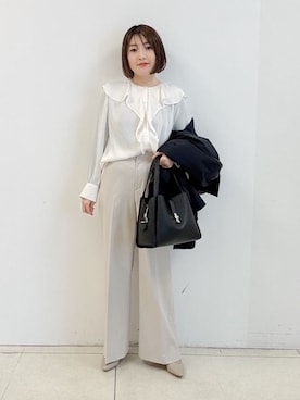 「アイテム（トレンチコート、ブルー系）」を使った、yoshiyaさん（レディース・155cm）の冬コーディネート