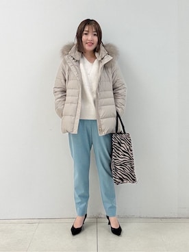 「アイテム（ダウンジャケット/コート、ベージュ系）」を使った、yoshiyaさん（レディース・155cm）の秋コーディネート