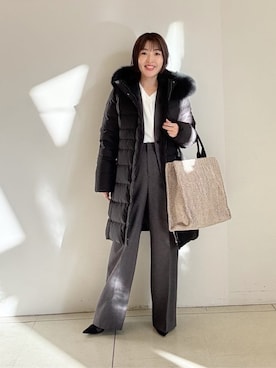 「アイテム（スーツジャケット、グレー系）」を使った、yoshiyaさん（レディース・155cm）の冬コーディネート