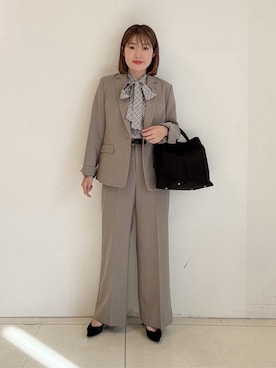「アイテム（スーツジャケット、ブラウン系）」を使った、yoshiyaさん（レディース・155cm）の冬コーディネート