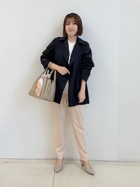 「アイテム（トレンチコート、ブルー系）」を使った、yoshiyaさん（レディース・155cm）の冬コーディネート