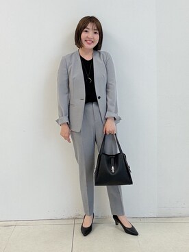 「INDIVI（インディヴィ）の【長さ調整自由】マーブルバイカラー ロングネックレス（ネックレス、ブラウン系）」を使った、yoshiyaさん（レディース・155cm）の夏コーディネート