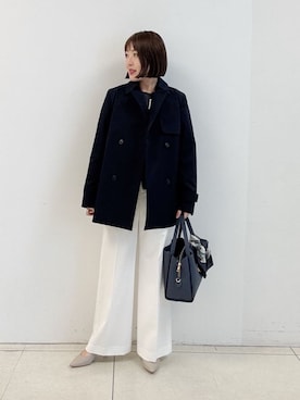 「アイテム（トレンチコート、ブルー系）」を使った、yoshiyaさん（レディース・155cm）の冬コーディネート