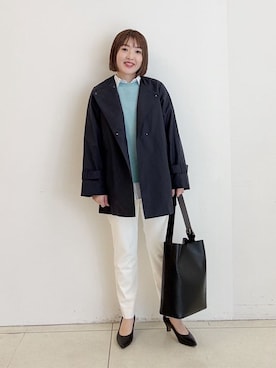 「アイテム（トレンチコート、ブルー系）」を使った、yoshiyaさん（レディース・155cm）の冬コーディネート