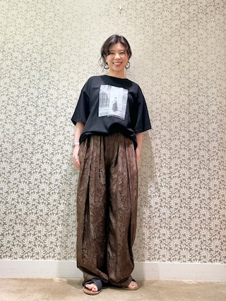 「KATHARINE ROSS（キャサリンロス）の【PILLINI/ピリーニ】【COOL/洗濯機洗い可】USAコットン 街角GIRL.Tシャツ（Tシャツ/カットソー）」を使った、megmiさん（レディース・154cm）の夏コーディネート