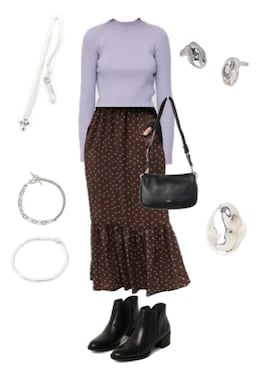 「ハイネックトップス」｜「アイテム（アクセサリー）」を使った、mamamaiさん（レディース・159cm）の秋コーディネート