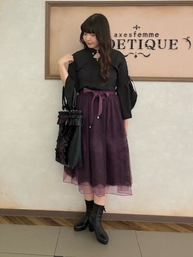 「axes femme POETIQUE（アクシーズファムポエティック）のアイテム（トートバッグ）」を使った、kanaeさん（レディース・169cm）の秋コーディネート
