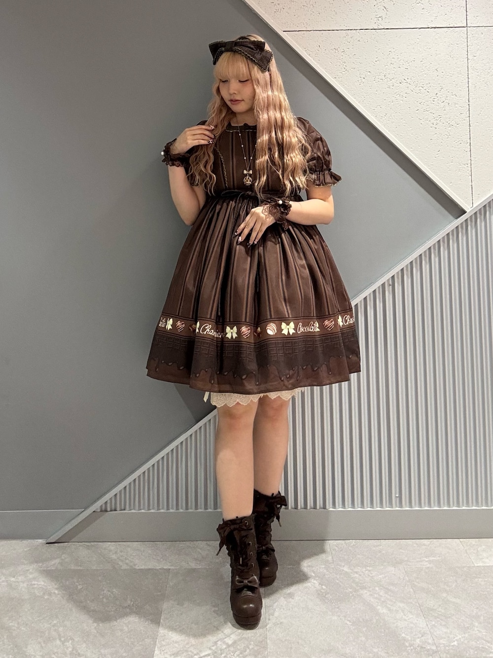 Chalmiere（シャルミエール）の「ボンボンショコラ柄ワンピース