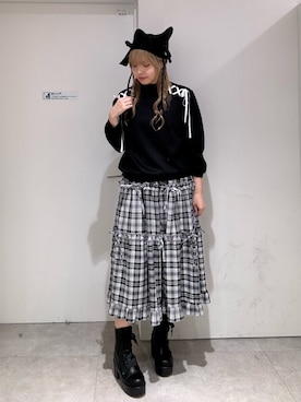 「axes femme POETIQUE（アクシーズファムポエティック）のアイテム（帽子）」を使った、kanaeさん（レディース・169cm）の秋コーディネート