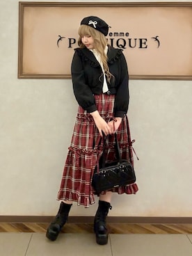 「axes femme POETIQUE（アクシーズファムポエティック）のアイテム（帽子）」を使った、kanaeさん（レディース・169cm）の秋コーディネート
