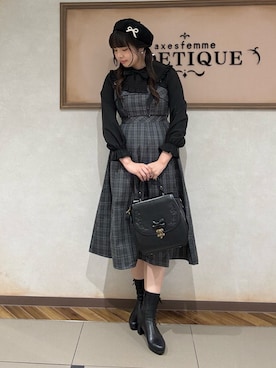 「axes femme POETIQUE（アクシーズファムポエティック）のアイテム（帽子）」を使った、kanaeさん（レディース・169cm）の秋コーディネート