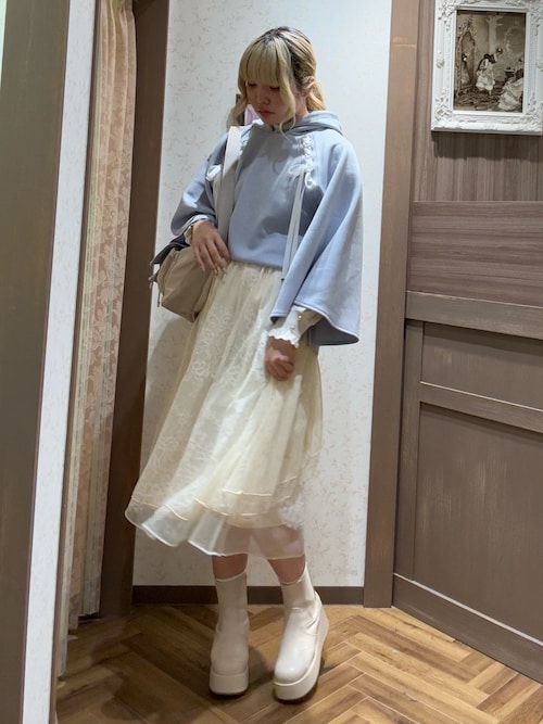 axes femme　POETIQUE　バックフリルチュールスカート　サックス axes femme POETIQUE スカート バックフリルチュールスカート