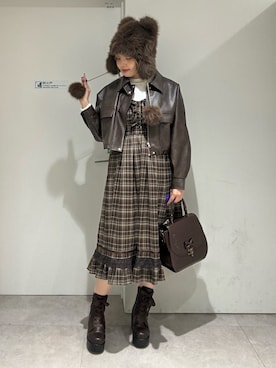 「axes femme POETIQUE（アクシーズファムポエティック）のアイテム（帽子）」を使った、kanaeさん（レディース・169cm）の秋コーディネート