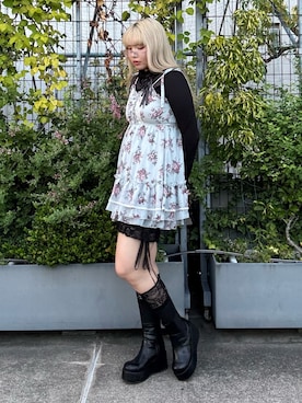 「アイテム（チュニック）」を使った、kanaeさん（レディース・169cm）の秋コーディネート